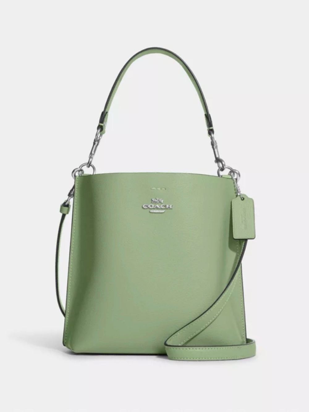 Coach Pebble Leather Bucket Bag in Mint Green